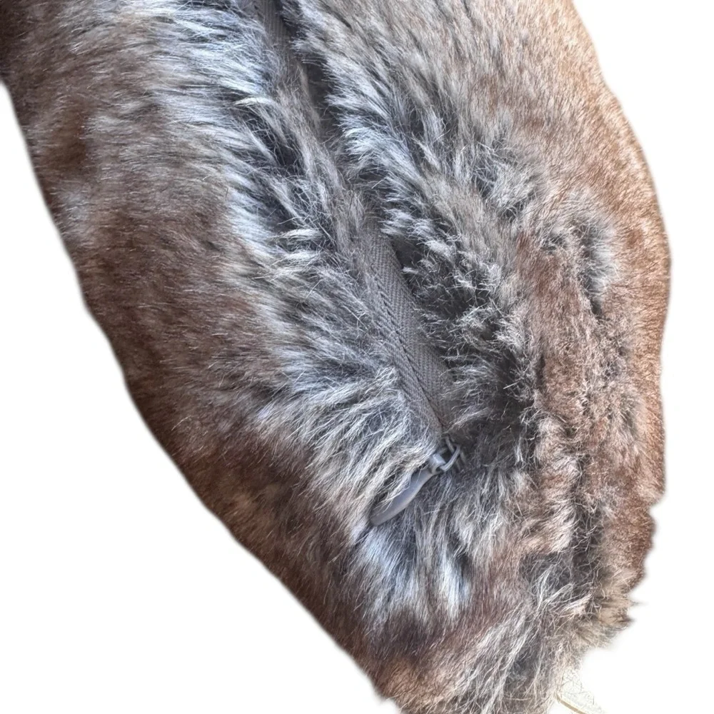Nicole Miller Artelier Faux Fur Lumbar Pillow 100% Feather Blend 14x27